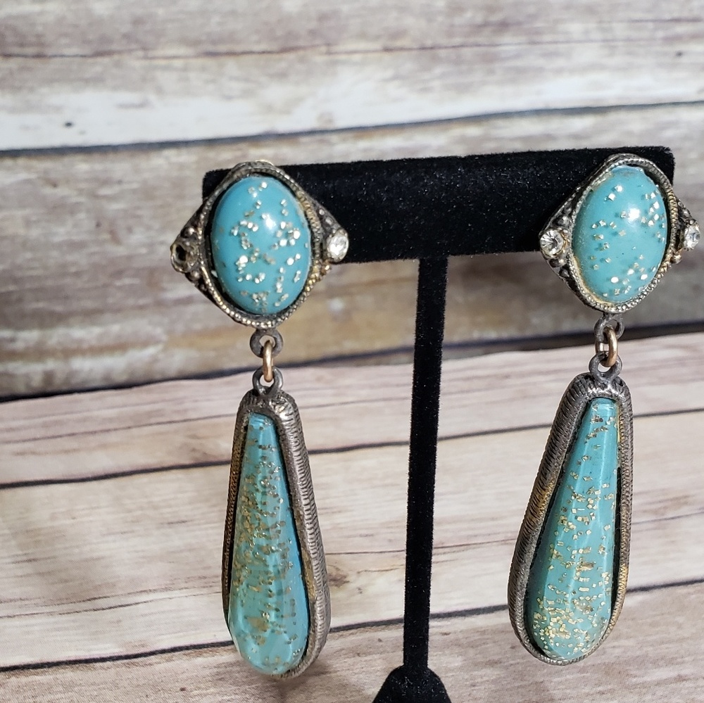 Vtg deco confetti acrylic bracelet & earrings - Picture 3 of 7